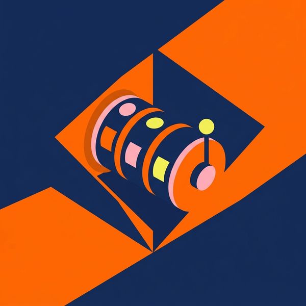 Geometric slot reel icon in navy and orange