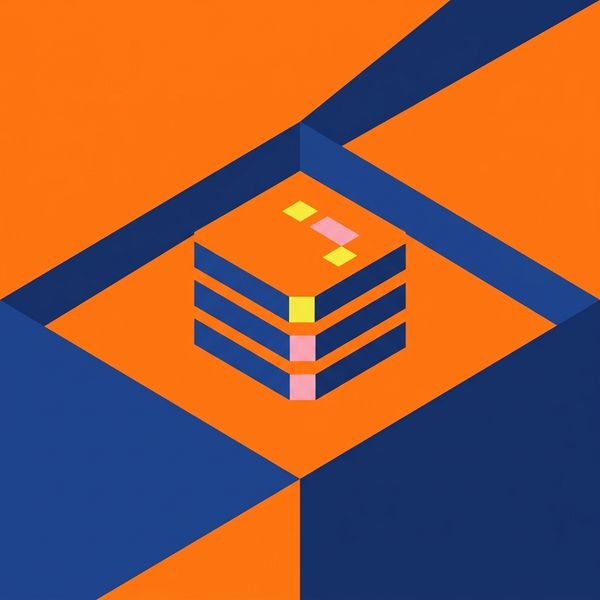 Isometric stacked chip blocks in navy and orange
