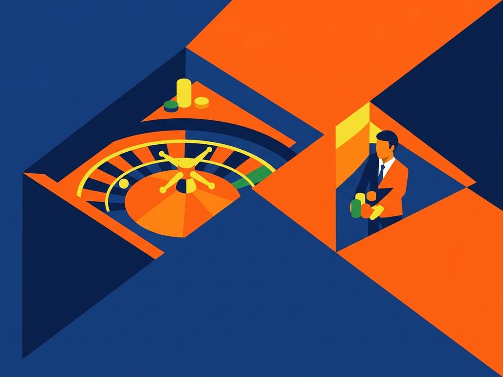 Isometric roulette wheel segment in navy and orange